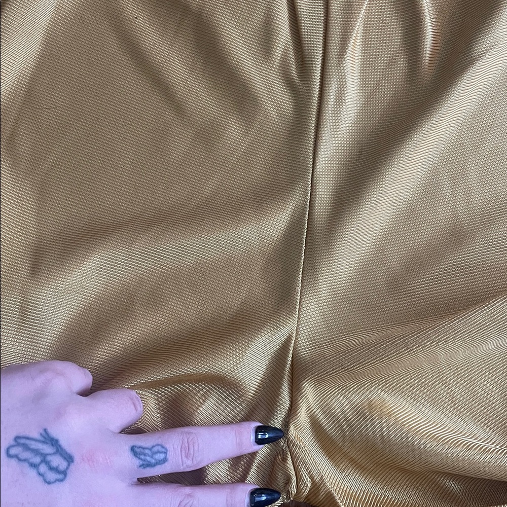 Vintage Gold Quilted Lounge Set Maxi Bed Jacket & Slinky Pants - Picture 16 of 17